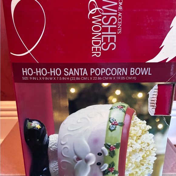 Home Accents Wishes &Wonder HO HO HO Santa Popcorn Bowl 9” tall - Picture 7 of 10